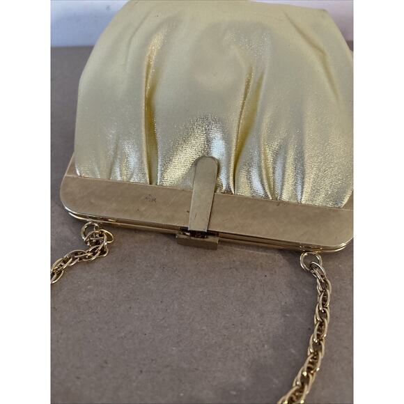 Vintage ANDE Bag 2-Sided GOLD LAME Chain Snap Close Dressy Evening CLUTCH 7x6 - Picture 5 of 13